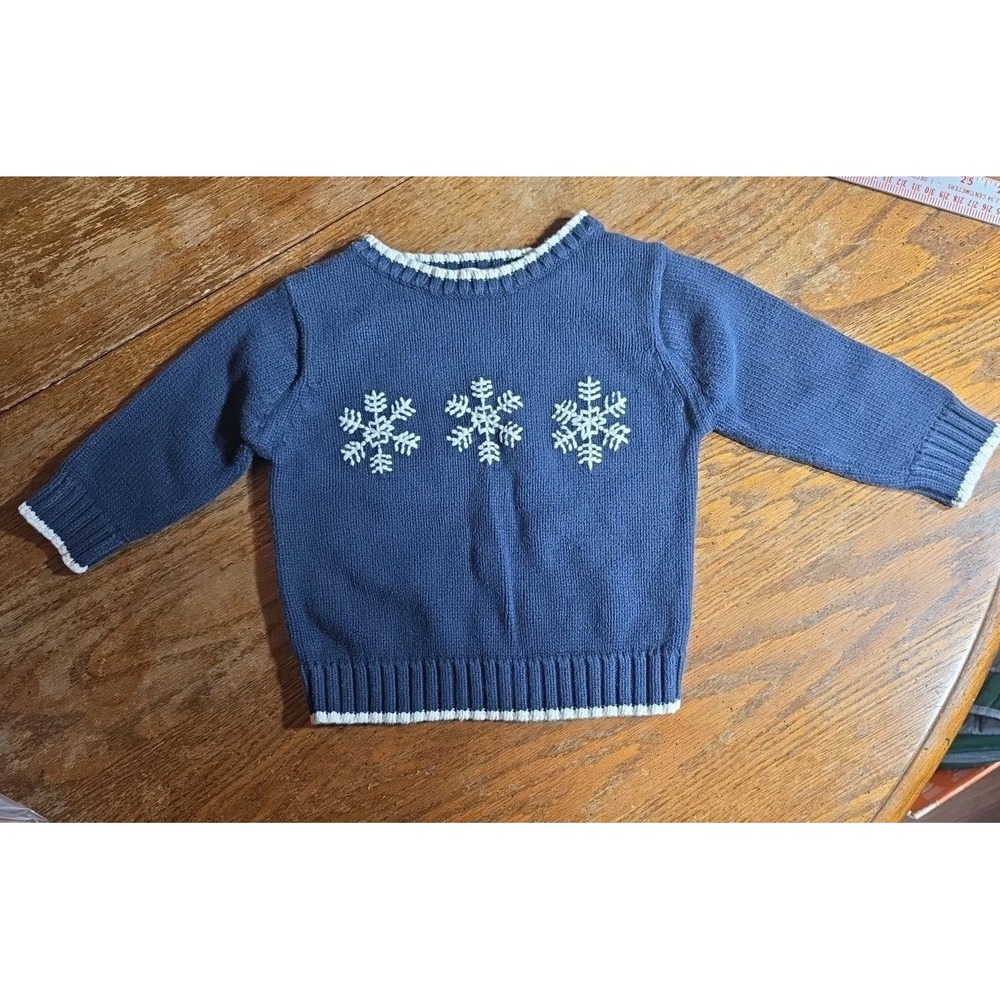 George Baby Boys Long Sleeve Knit Sweater Snowflake‎ Winter Navy Size 18 Months
